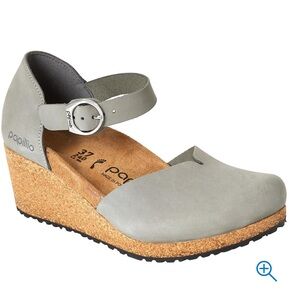 Anthropologie New Birkenstock Papillio Mary Jane gray wedge heel shoes EU39